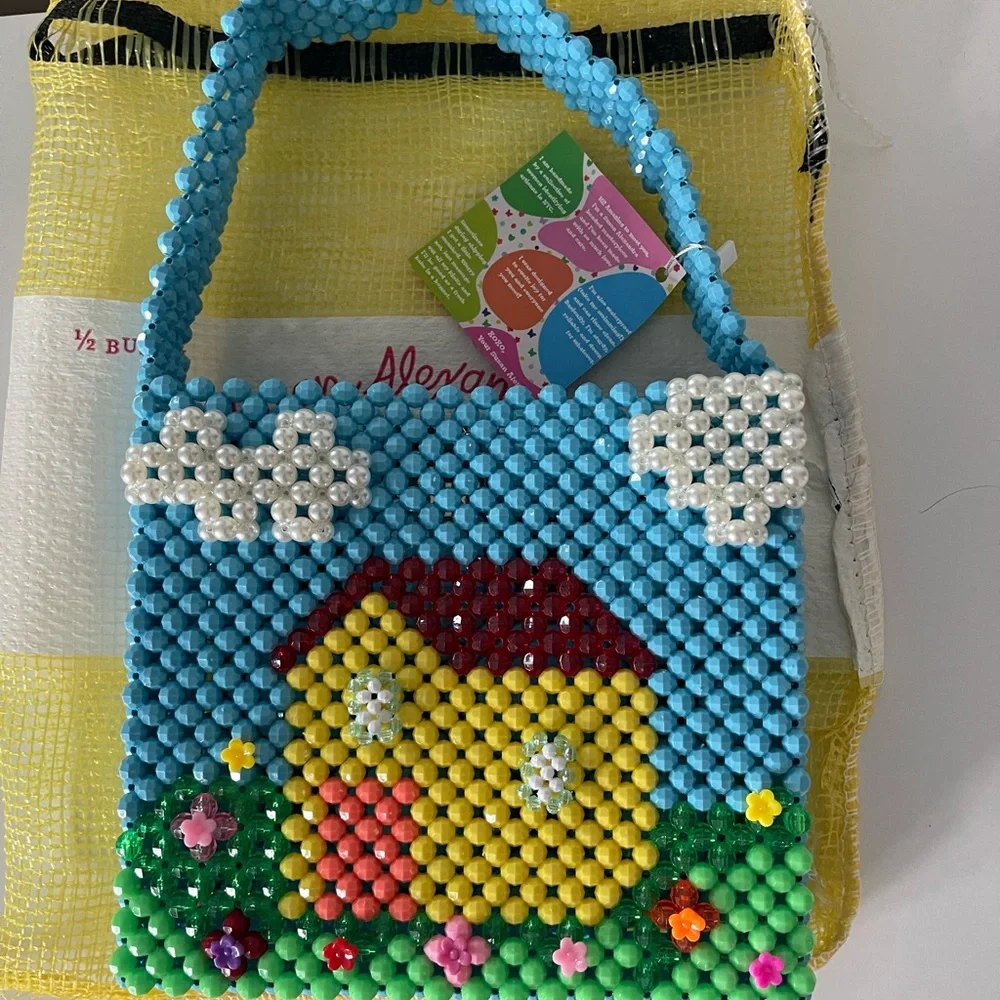 Colorful Beaded Handbag with House Design - Picture 2 of 3